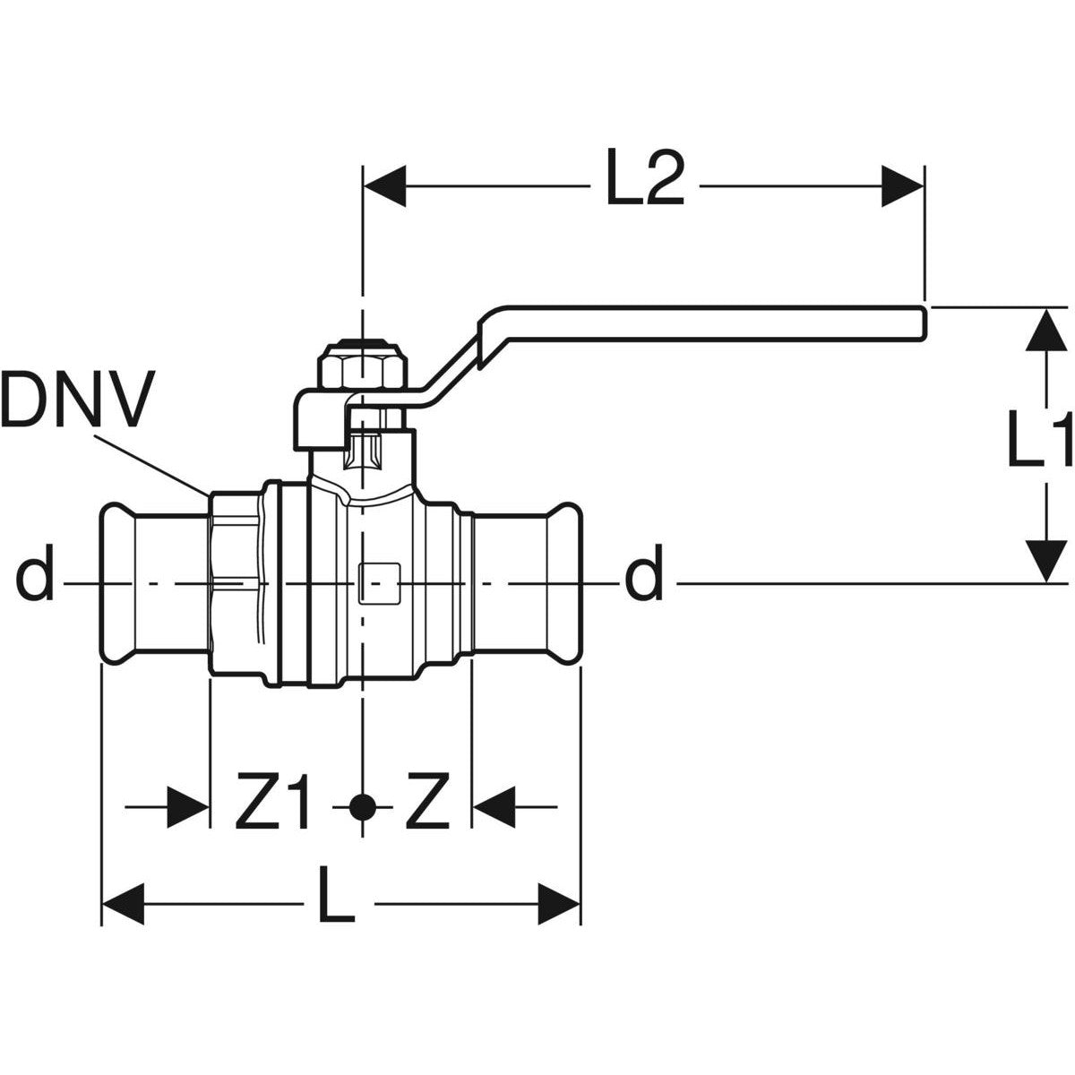 Geberit Mapress Ball Valve with Actuator Lever - 94928