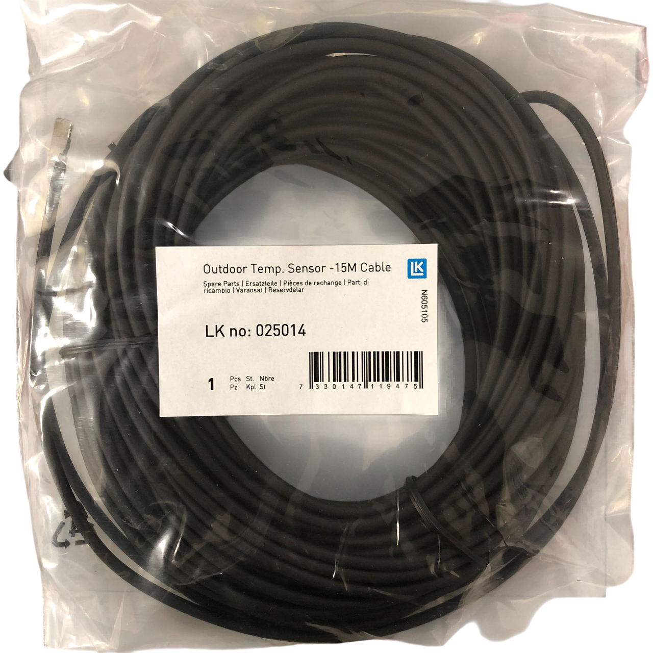 LK 100 / 110 / 120 / 130 Spare Parts and Accessories Outdoor Temp Sensor 15m Cable