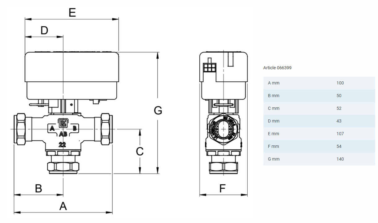 dimensions of LK valve 066399